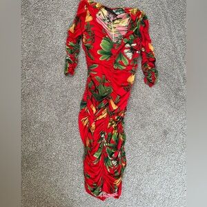 Zara tropical ruched dress S